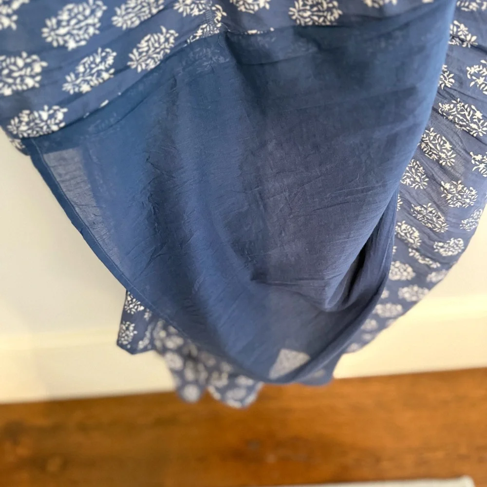 MAREA by Liz Joy short sleeve Maxi Dress in blue indigo print, size Small - Picture 9 of 11